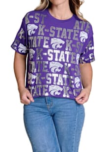 K-State Wildcats Womens Purple Sequin Repeat Short Sleeve T-Shirt