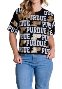 Purdue Boilermakers Womens Black Sequin Repeat Short Sleeve T-Shirt