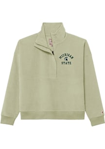 Michigan State Spartans Womens Green Corded Qtr Zip