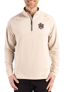 Cutter and Buck LSU Tigers Mens Brown Vault Adapt Eco Knit Long Sleeve Qtr Zip Pullover