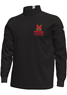 Under Armour Maryland Terrapins Mens Black Gameday Icon Long Sleeve Qtr Zip Pullover