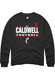 Jeff Caldwell Cincinnati Bearcats Mens Black Football NIL Stacked Box Player Crew