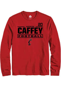 Jakorion Caffey Mens Red Cincinnati Bearcats NIL Stacked Box Long Sleeve Player T Shirt