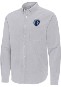 Antigua Sporting Kansas City Mens Ash Porter Long Sleeve Dress Shirt