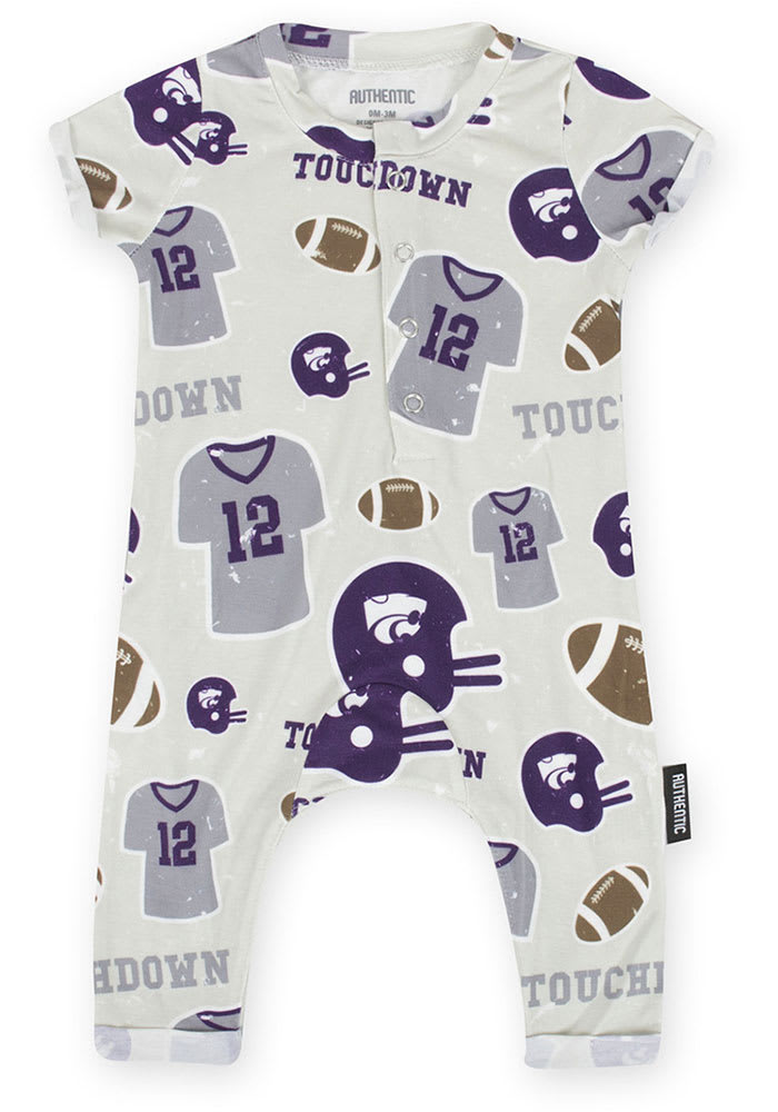 K-State Wildcats Baby Purple Cadence Football Short Sleeve One Piece