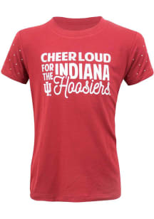 Indiana Hoosiers Girls Blue Reta Short Sleeve Fashion T-Shirt