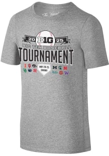 Original Retro Brand Big Ten Youth Grey 2025 Big Ten Baseball Short Sleeve Fashion T-Shirt