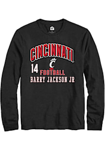 Barry Jackson Jr Cincinnati Bearcats Black Football NIL Arch Logo Long Sleeve Player T Shirt