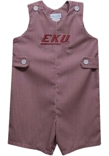 Vive La Fete Eastern Kentucky Colonels Baby Maroon Gingham Overalls