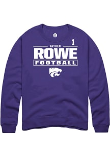 Jayden Rowe Rally Mens Purple K-State Wildcats NIL Stacked Box Player Crew