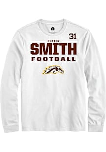 Hunter Smith Western Michigan Broncos White Football NIL Stacked Box Long Sleeve Player T Shirt