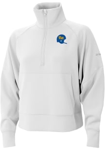 Womens Pitt Panthers White Columbia Vault Heat Seal Wickham Hills Qtr Zip Pullover