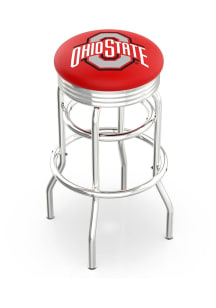 Black Ohio State Buckeyes Double-Ring Swivel Chrome Pub Stool
