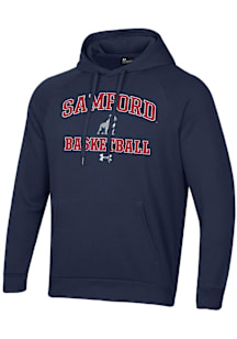 Under Armour Samford University Bulldogs Mens Navy Blue Basketball Rival Long Sleeve Hoodie