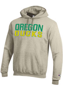 Champion Oregon Ducks Mens Oatmeal Powerblend Long Sleeve Hoodie