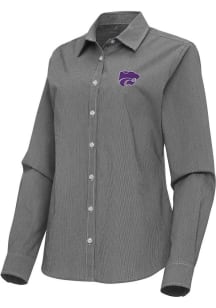 Womens K-State Wildcats Black Antigua Porter Long Sleeve Dress Shirt