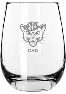 BYU Cougars Dad 15oz Stemless Wine Glass - White