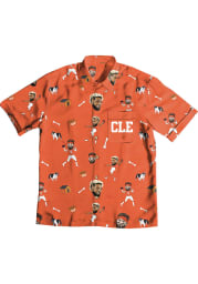 Baker Mayfield Cleveland Browns Mens Orange Hawaiian Short Sleeve Dress Shirt