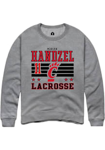 Morgan Handzel Cincinnati Bearcats Mens Grey NIL Striped Player Crew