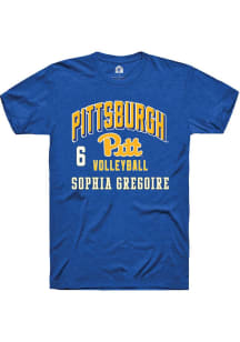 Sophia Gregoire Rally Mens Blue Pitt Panthers NIL Arch Logo Player T Shirt