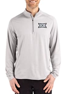 Cutter and Buck Big 12 Mens Ash Coastline Long Sleeve Qtr Zip Pullover