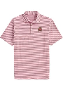 Mens Maryland Terrapins Red Vineyard Vines Sankaty Stripe Short Sleeve Fashion Polo