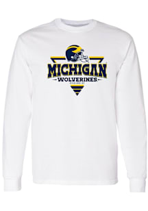 Michigan Wolverines White Football Triangle Long Sleeve T Shirt