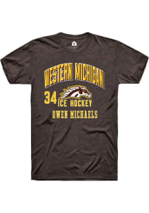 Owen Michaels Brown Western Michigan Broncos NIL Arch Logo Short Sleeve T Shirt
