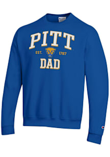 Champion Pitt Panthers Mens Blue Est Date Dad Powerblend Long Sleeve Crew Sweatshirt