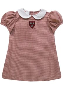 Vive La Fete Harvard Crimson Toddler Girls Crimson Gingham Collar Short Sleeve Dress