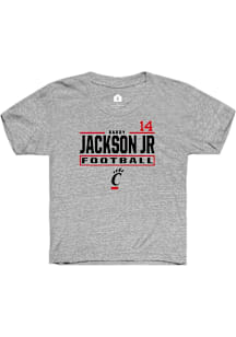 Barry Jackson Jr Cincinnati Bearcats Youth Grey NIL Stacked Box Player Tee