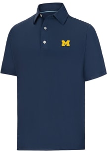Mens Michigan Wolverines Navy Blue Footjoy Tonal Dot Short Sleeve Polo Shirt