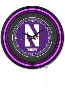 Black Northwestern Wildcats Double Neon Wall Clock