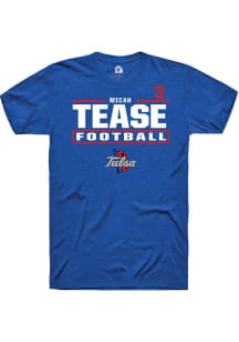 Micah Tease Rally Mens Blue Tulsa Golden Hurricane NIL Stacked Box Player T Shirt