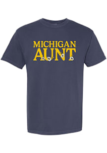 Summit Sportswear Michigan Wolverines Womens Navy Blue Floral Aunt Short Sleeve T-Shirt