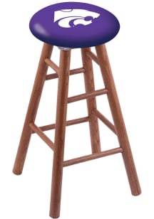 Brown K-State Wildcats Round Cushion Oak Pub Stool