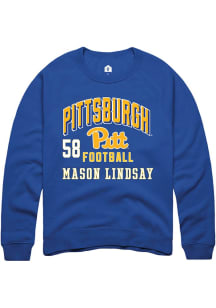 mason lindsay Rally Mens Blue Pitt Panthers NIL Arch Logo Player Crew