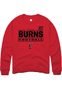 Taizaun Burns Cincinnati Bearcats Mens Red Football NIL Stacked Box Player Crew