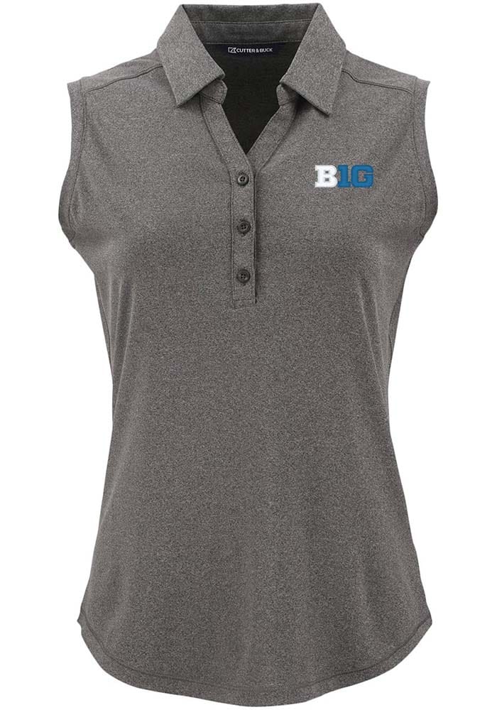 Cutter and Buck Womens BLACK-HEATHER Big Ten Forge Eco Polo