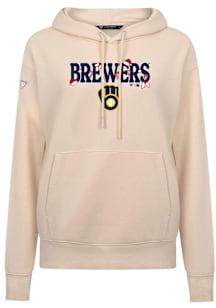 Levelwear Milwaukee Brewers Womens Brown Adorn Festive Hooded Sweatshirt