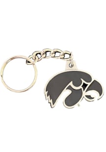Iowa Hawkeyes Pewter Die Cut Mascot Keychain - Silver