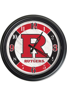 Black Rutgers Scarlet Knights Outdoor LED Wall Clock