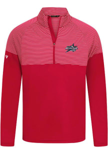 Levelwear  Mens Red Classic Stripes 25 MLB ASG Long Sleeve Qtr Zip Pullover