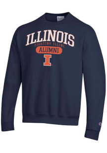 Mens Illinois Fighting Illini Navy Blue Champion Pill Alumni Powerblend Crew Sweatshirt