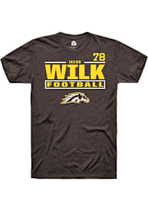 Jacob Wilk Western Michigan Broncos Brown Football NIL Stacked Box Short Sleeve Player T Shirt