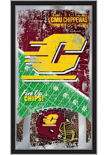 Central Michigan Chippewas Football Hanging Back Bar Mirror