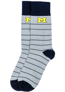 Stripe Michigan Wolverines Mens Dress Socks - Navy Blue