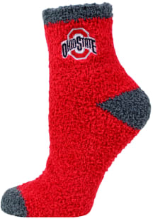 Ohio State Buckeyes Solid Fuzzy Womens Quarter Socks