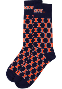 Repeating Logo Illinois Fighting Illini Mens Dress Socks - Orange