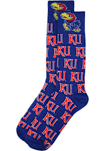 Kansas Jayhawks Repeating Logo Mens Dress Socks